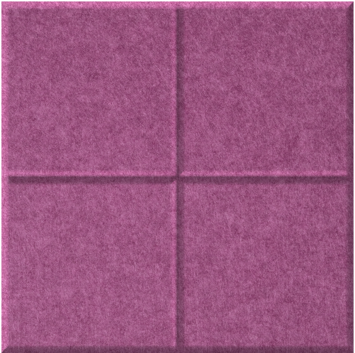 Four-square magenta tile with raised grid pattern dividing surface into equal sections.