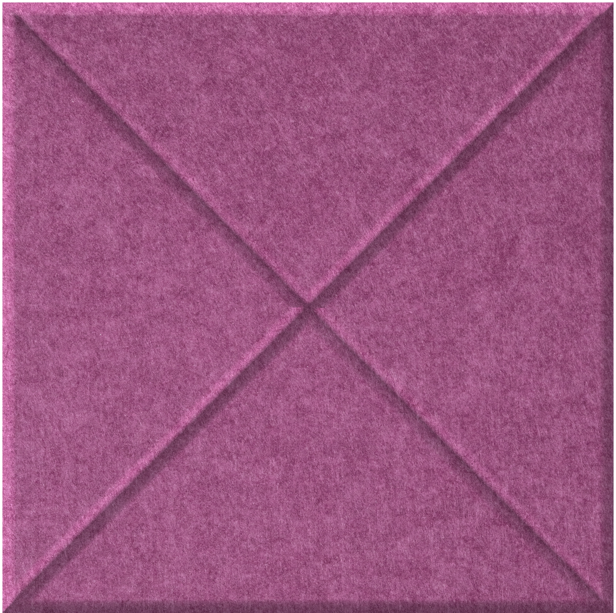 Purple tile with raised cross pattern creating dimensional geometric design.