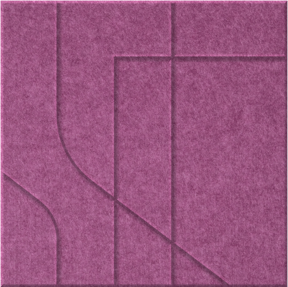 Plum 9mm Engraved Subway felt sample with offset stepped line grooves