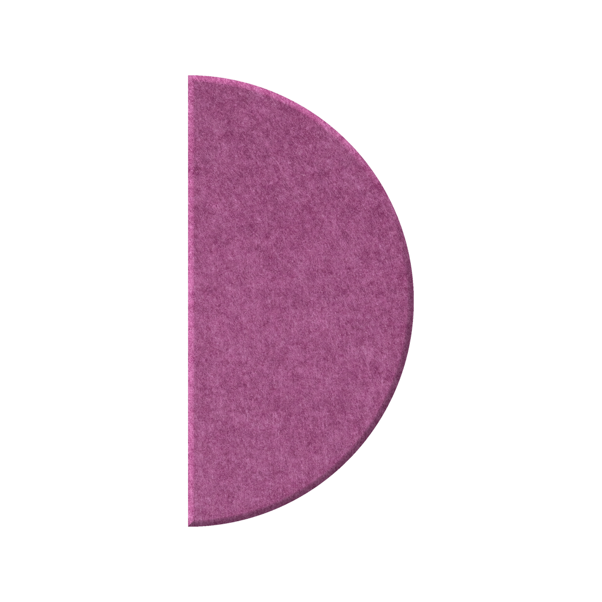 A semicircular magenta-purple felt or fabric sample with a visible textured surface, isolated on a solid white background.