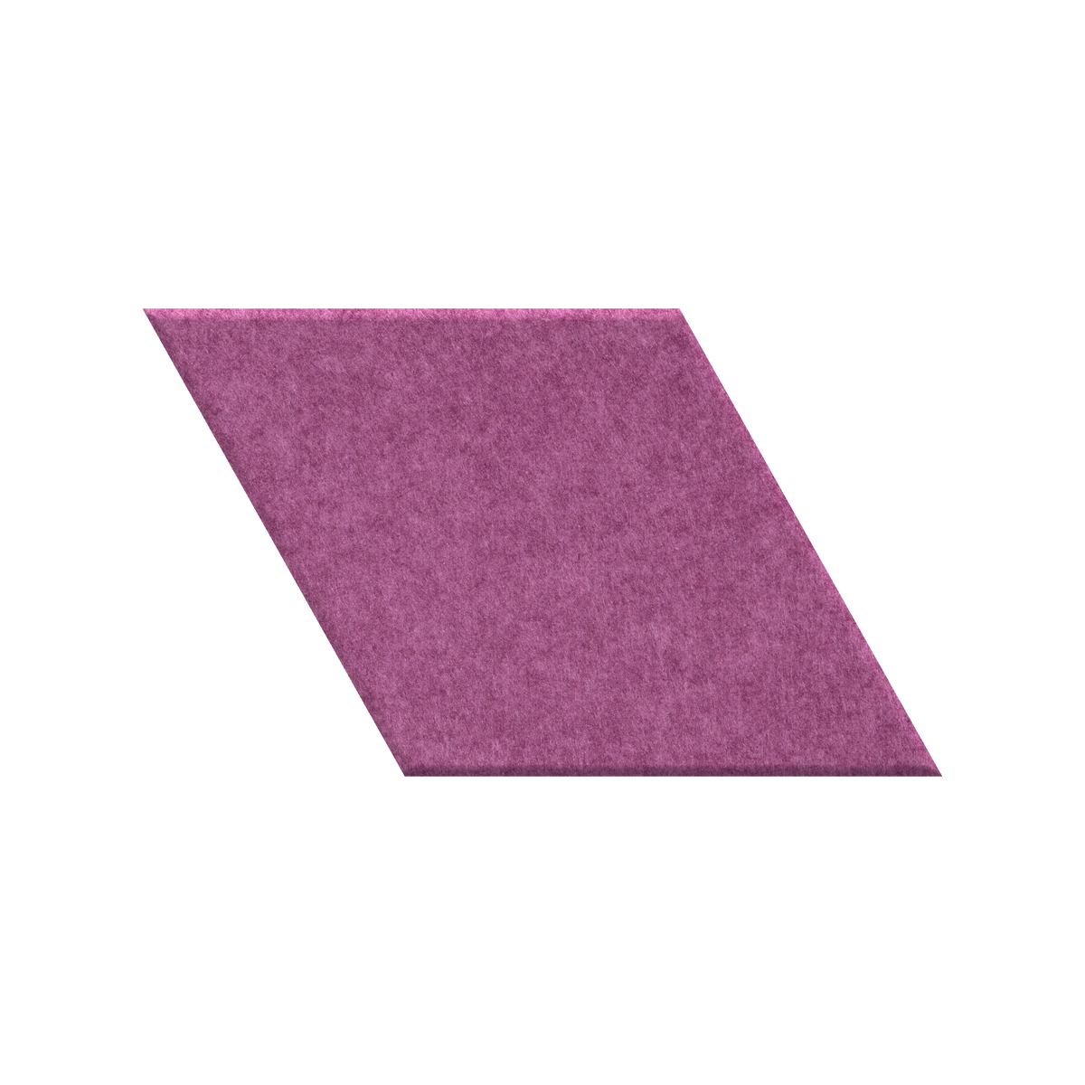 A single purple textured fabric or felt parallelogram sample shown on a plain white background.