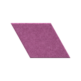A single purple textured fabric or felt parallelogram sample shown on a plain white background.