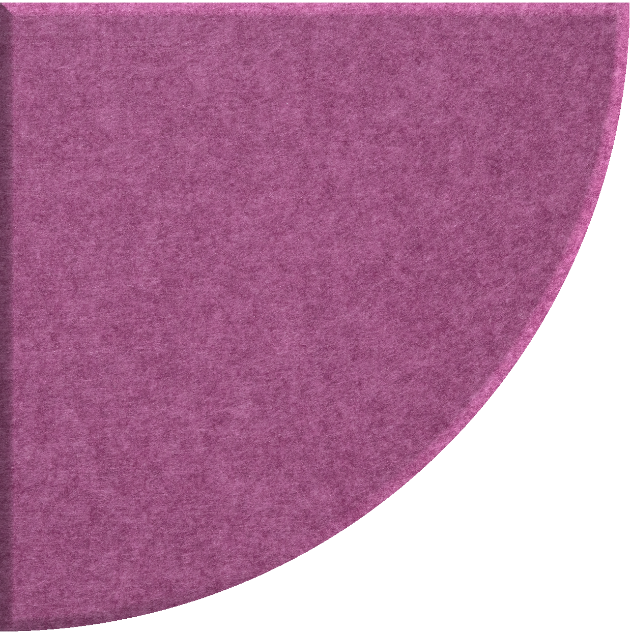 Magenta quarter circle tile with textured matte surface and curved edge.