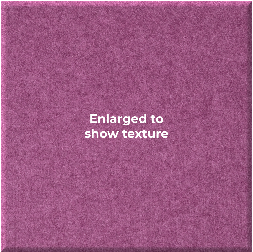 A square purple textured material swatch with the centered white text 'Enlarged to show texture' on a plain white background.