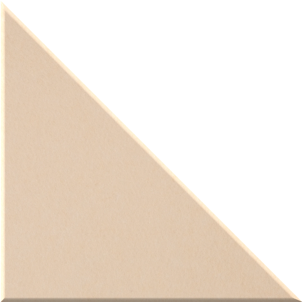 Beige right-angled triangle tile with smooth matte finish.
