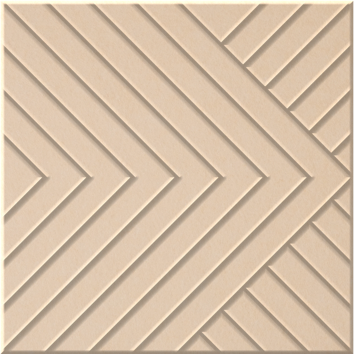 Porcelain 9mm Engraved Converge felt sample with chevron grooves
