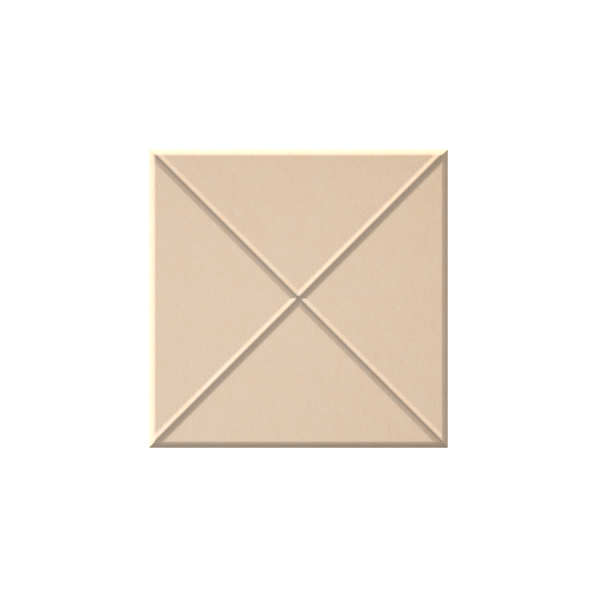 A square beige tile or panel with a raised geometric design of intersecting diagonals forming an X shape, shown on a plain white background.