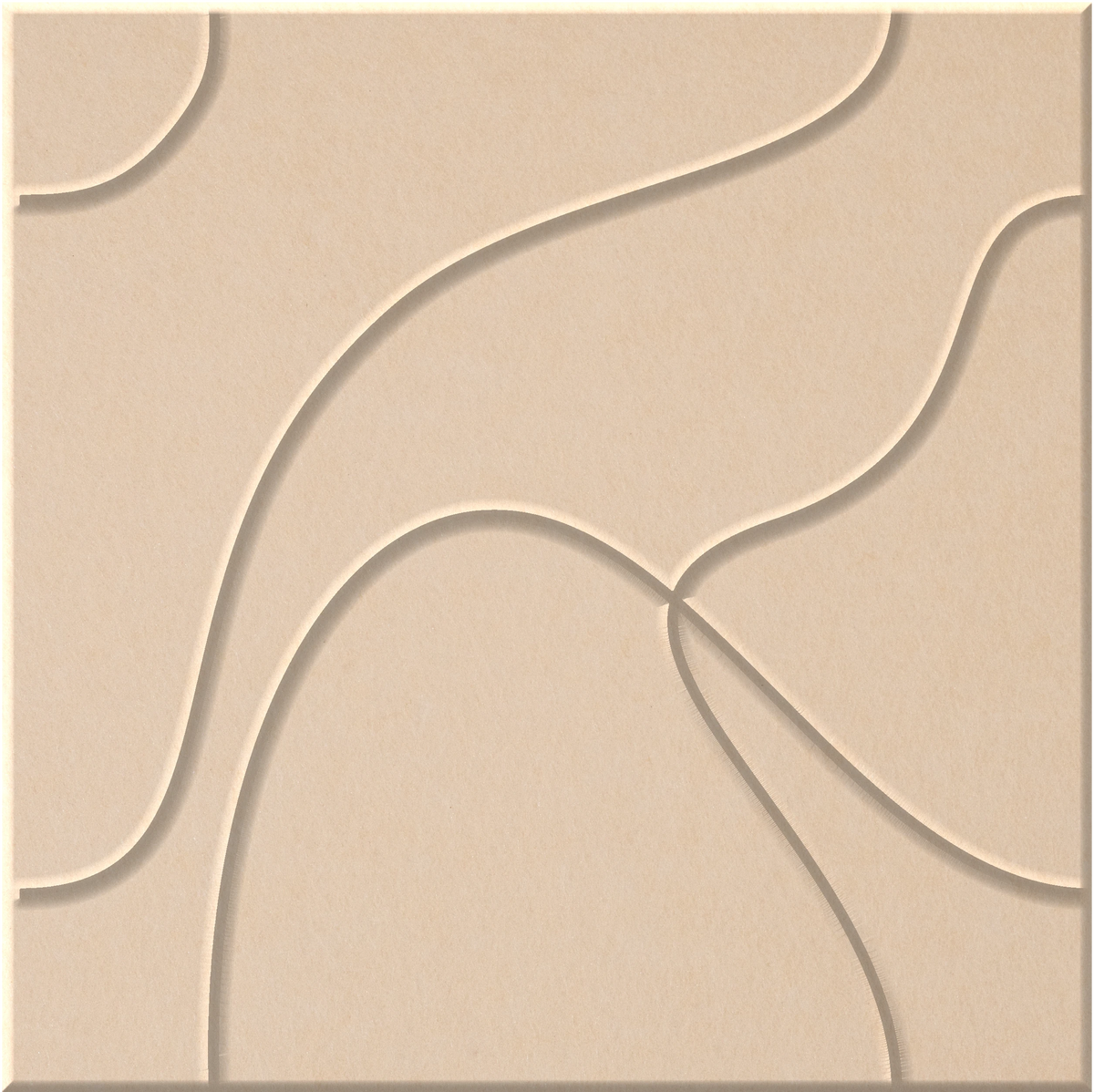 Porcelain 9mm Engraved Topo felt sample with flowing topographic line grooves