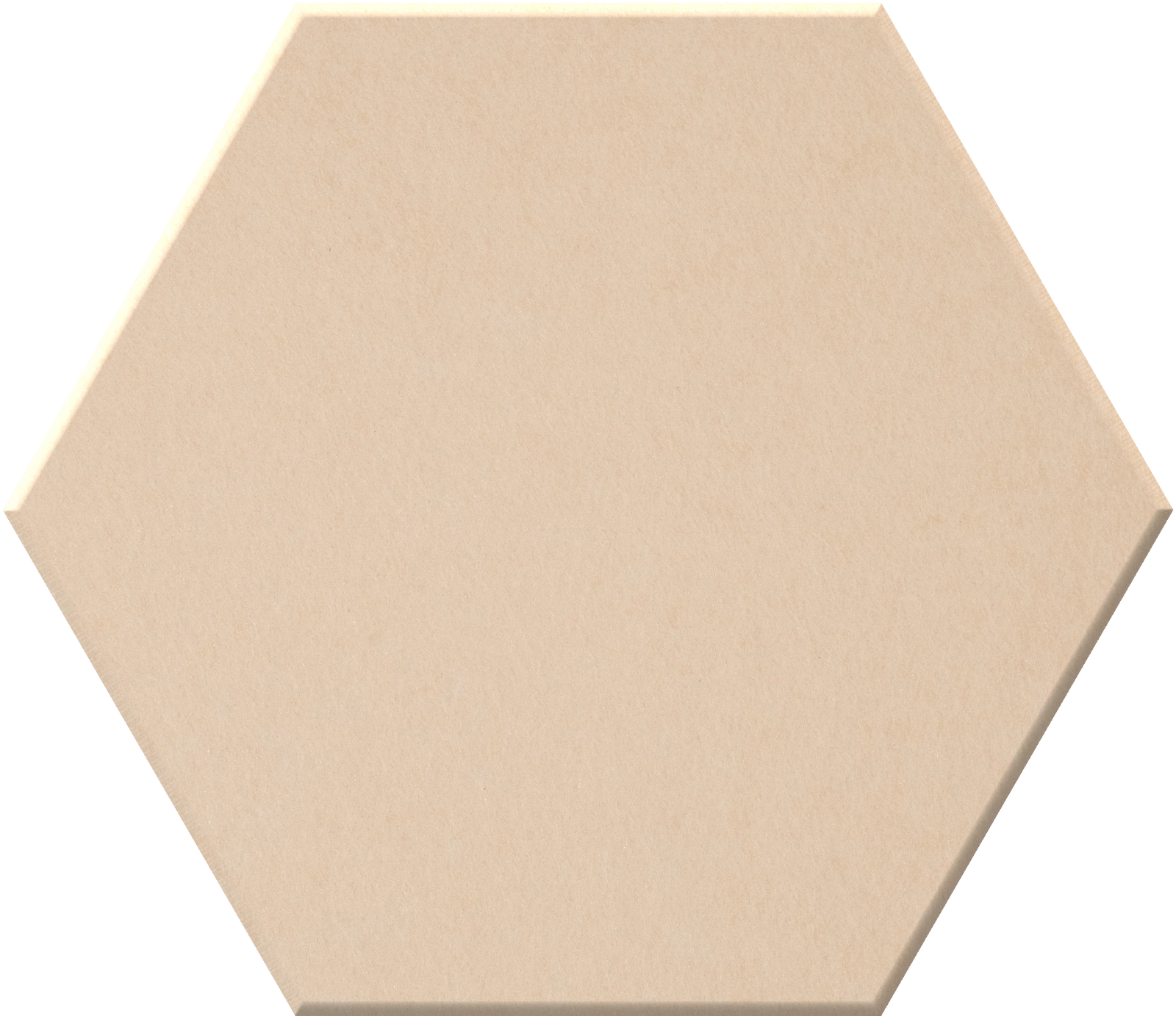 Beige hexagonal tile with matte finish and subtle shadow on right edge.