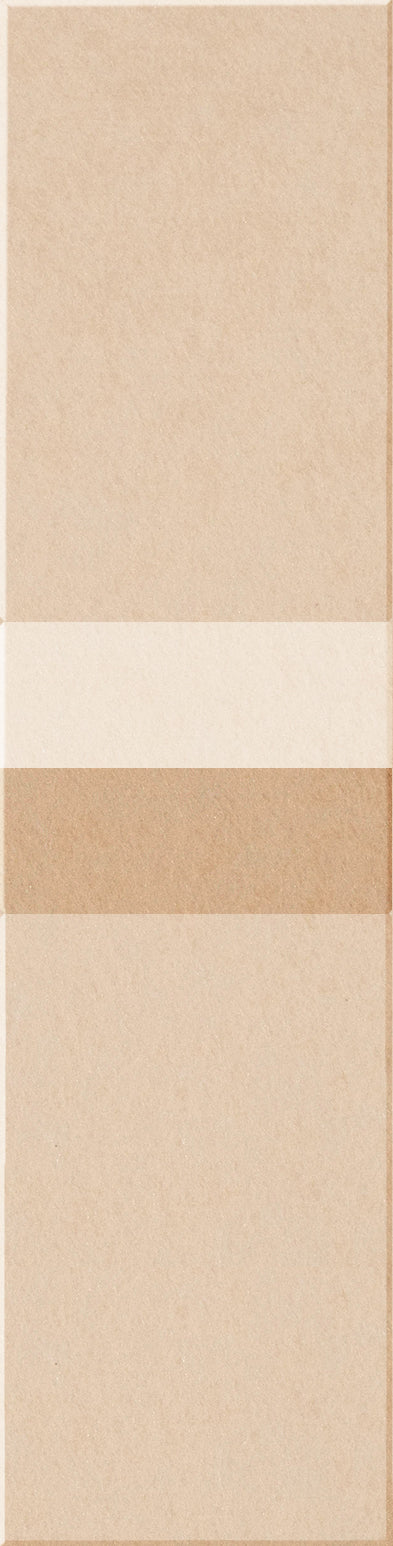 Four rectangular tiles in beige and tan tones stacked vertically showing varying shades and textures.