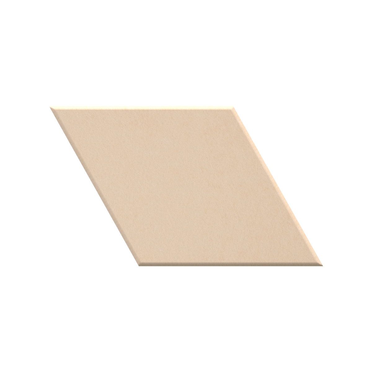 A single flat, diamond-shaped tile or sample in a warm light beige tone, shown on a plain white background.