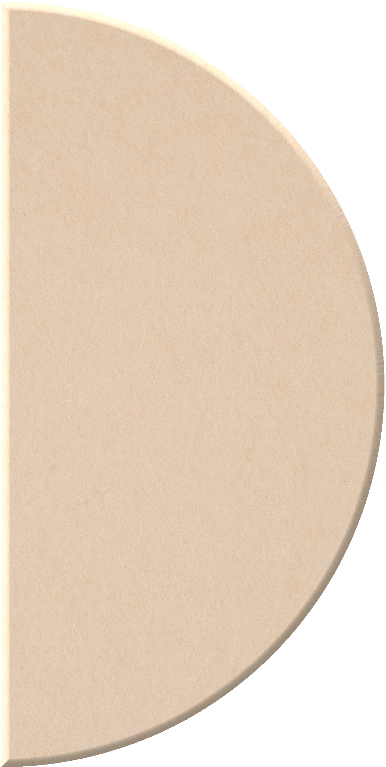 Beige half-circle tile with curved edge and matte finish.