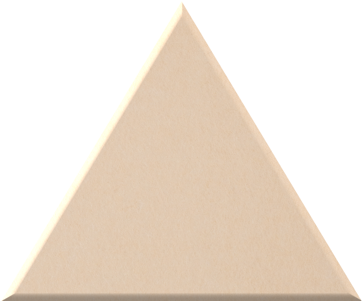 Beige triangle tile with smooth matte finish and subtle shadow detailing.
