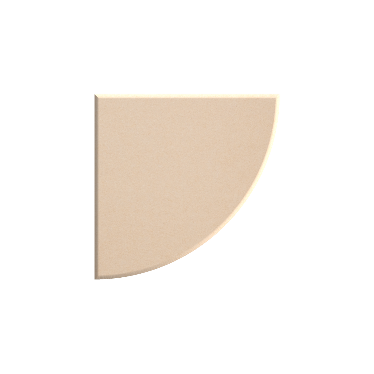 A single quarter-circle or rounded-corner beige tile sample shown on a plain white background.