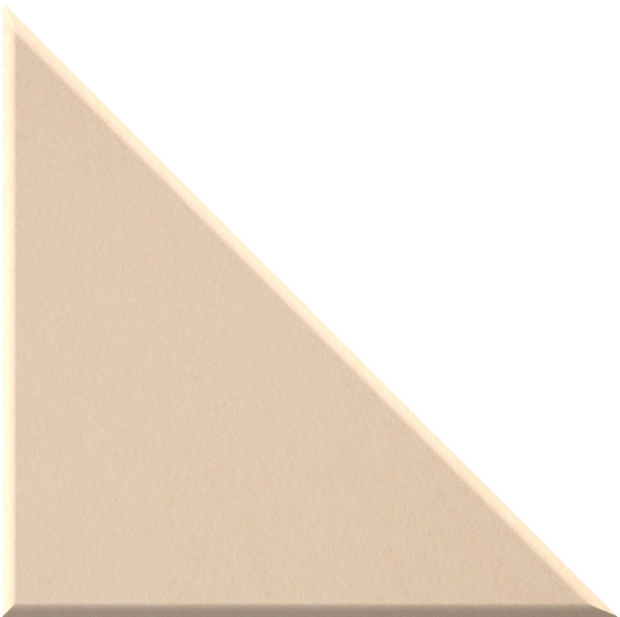 Beige right-angled triangle tile with a matte finish and beveled edges.