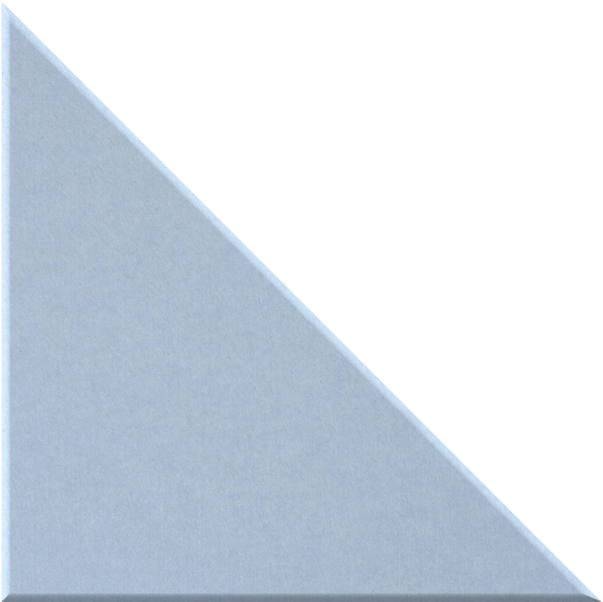 Light blue right triangle tile with matte finish and beveled edges.