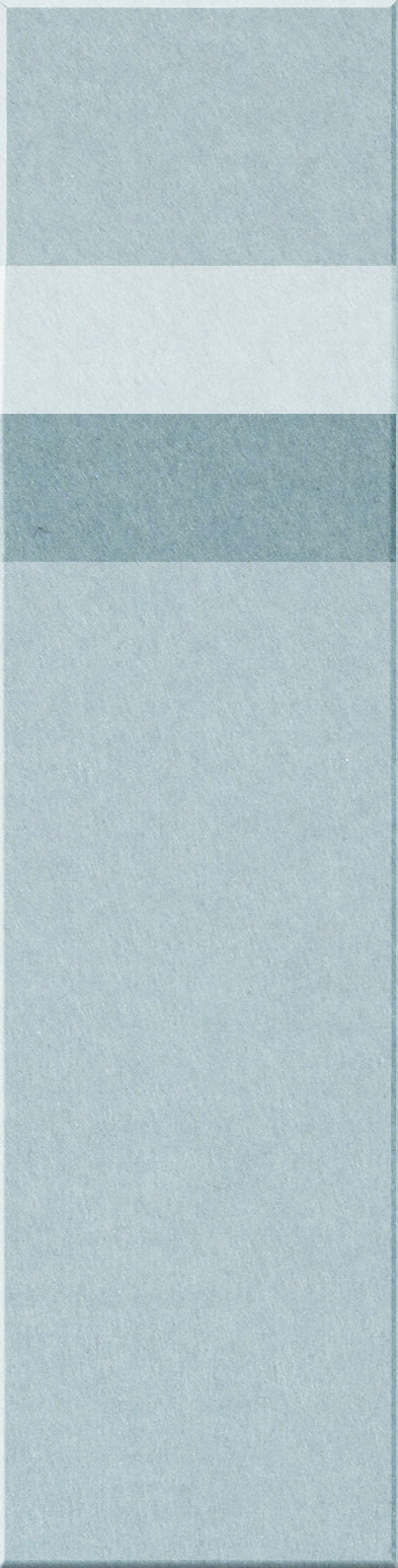 Vertical stack of rectangular tiles in alternating light blue and white color blocks with textured surfaces.