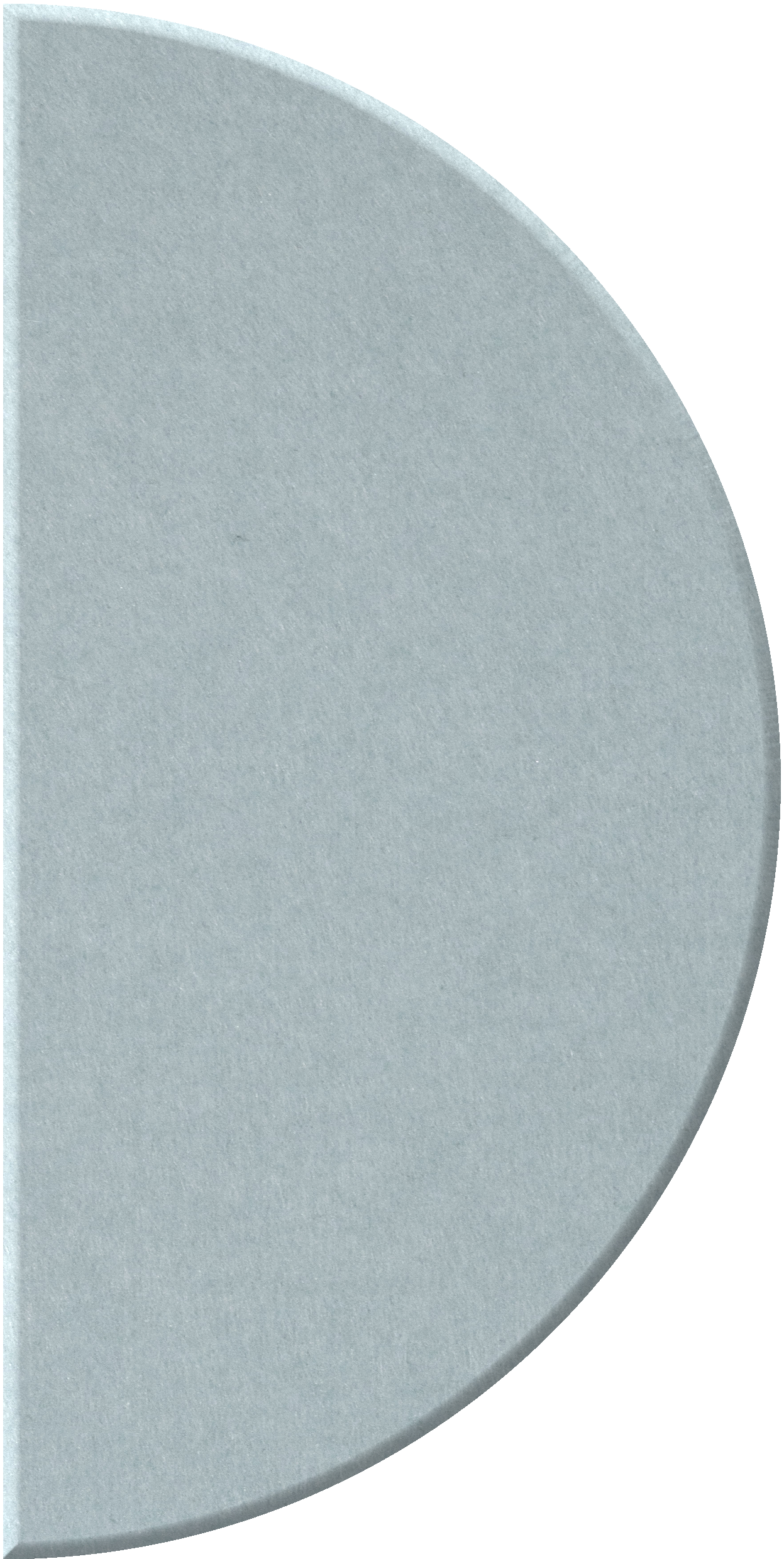 Light gray half-circle tile with curved edge and textured surface.