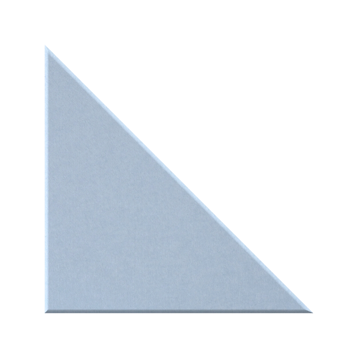 A light gray textured triangular wedge, likely a foam or felt acoustic panel, shown on a solid white background.
