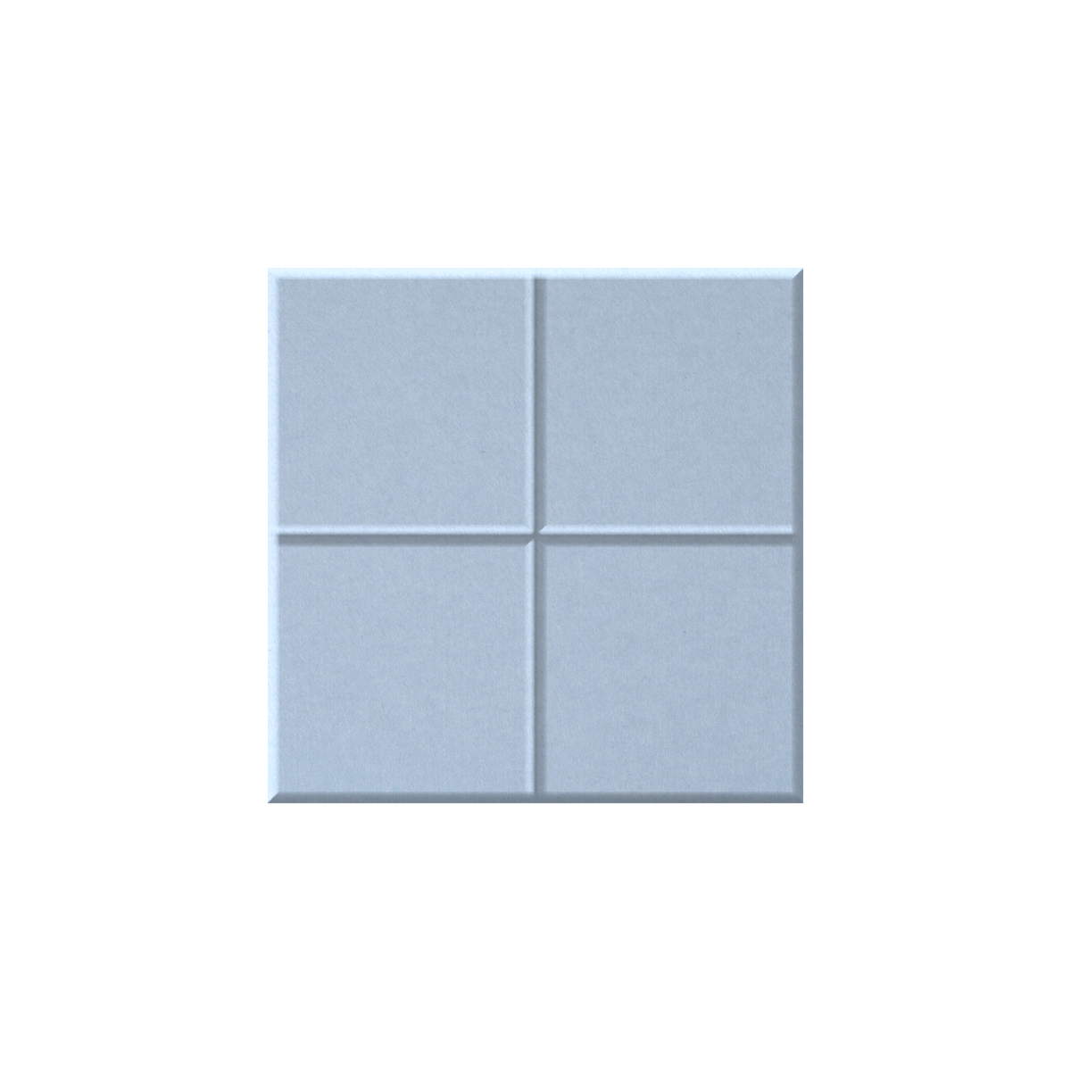 A square four-panel wall tile or panel sample in a light cool gray color, shown against a plain white background.