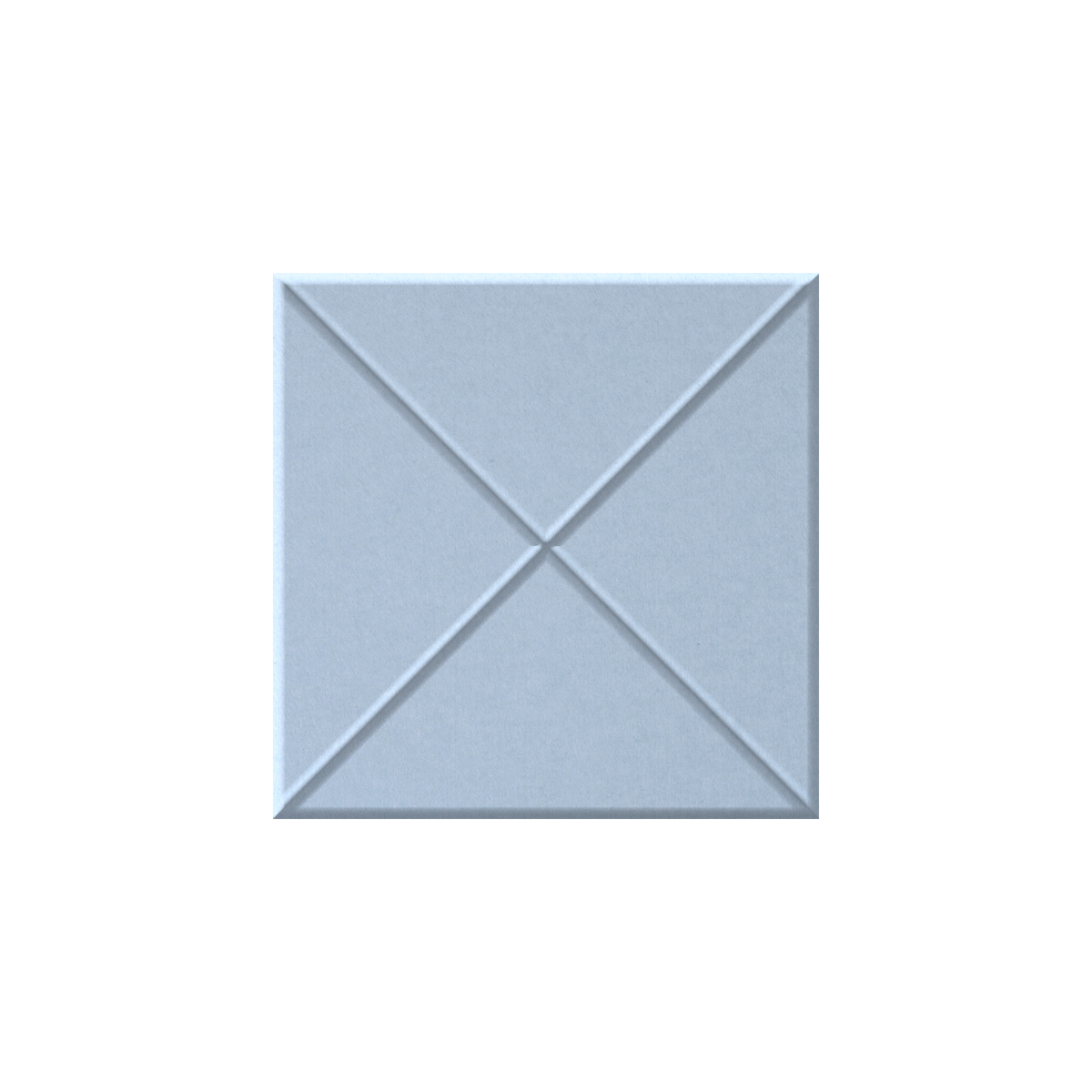 A square, light blue-gray textured tile or panel with a geometric design of intersecting diagonal lines forming an X in the center, shown on a plain white background.