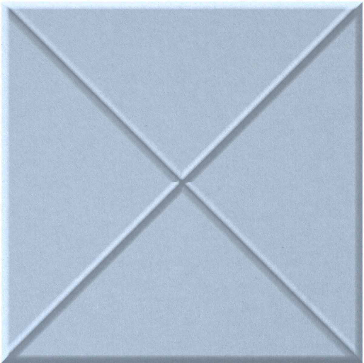 Light gray textured tile with raised diagonal cross pattern creating four triangular sections.