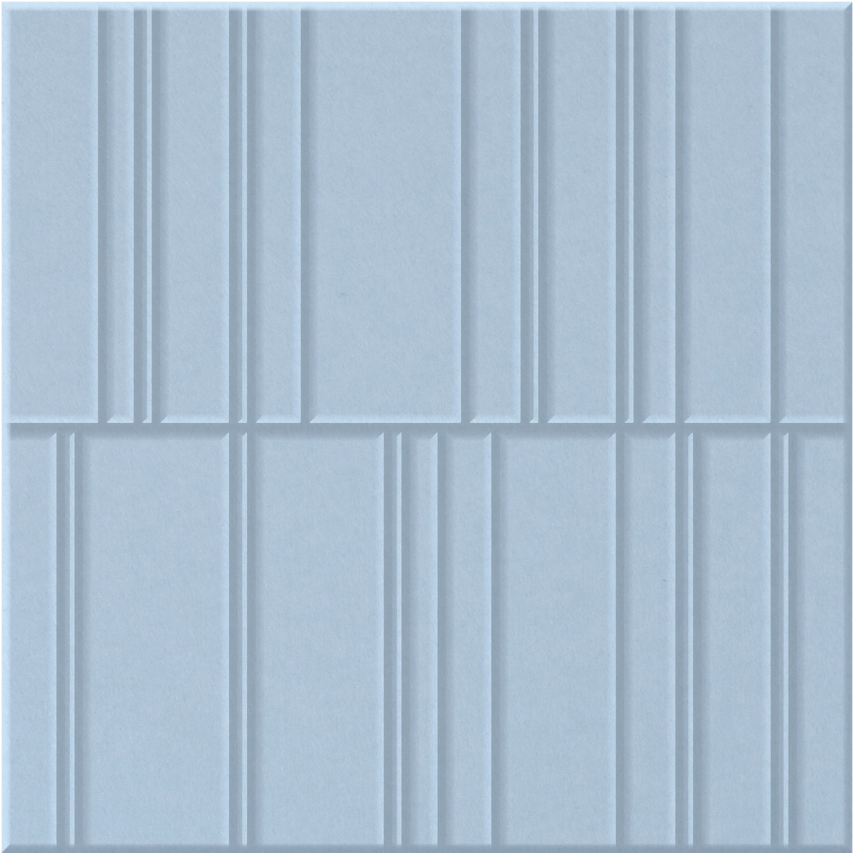 Powder Blue 9mm Engraved Offset felt sample with staggered vertical grooves