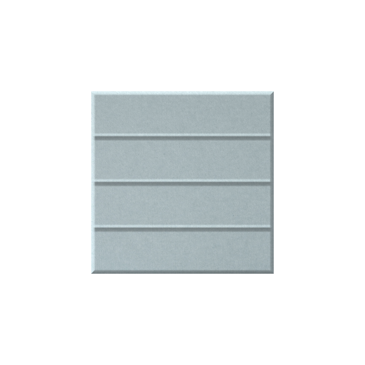 A square, light gray textured panel with four horizontal recessed channels, shown against a plain white background.
