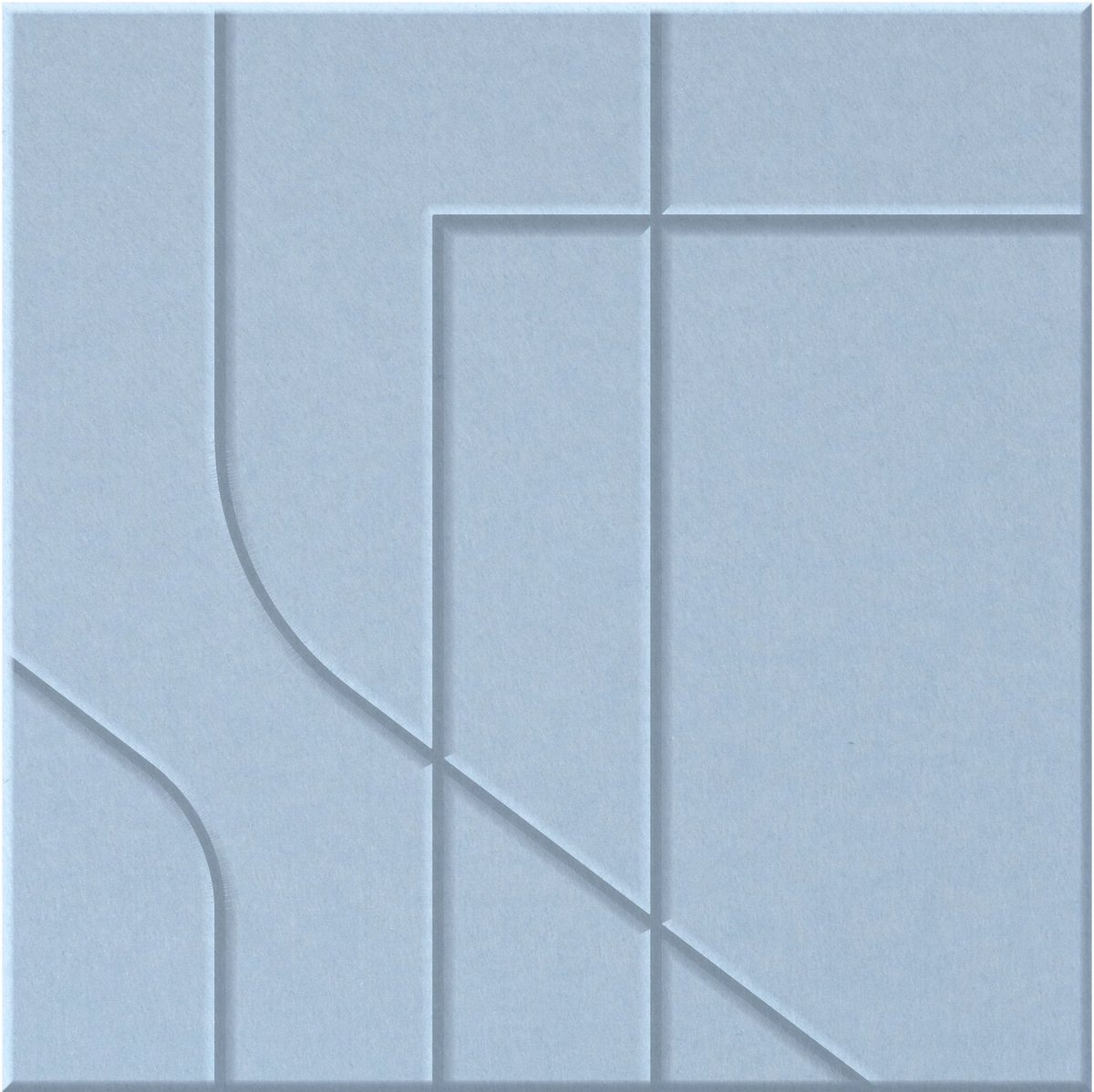Powder Blue 9mm Engraved Subway felt sample with offset stepped line grooves