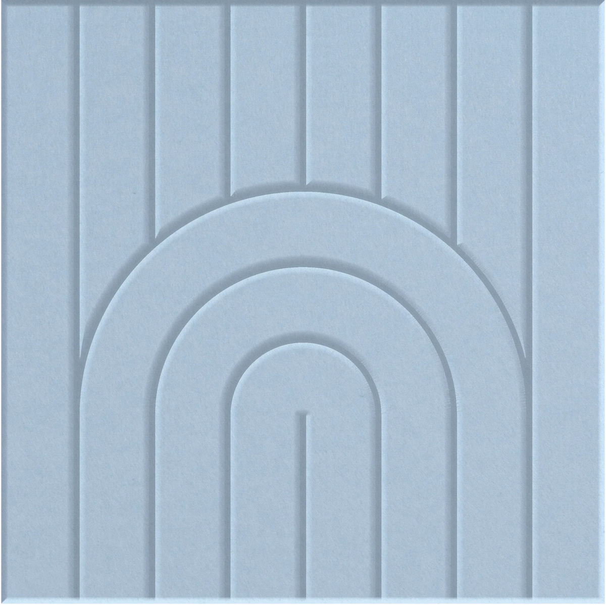 Powder Blue 9mm Engraved Zen felt sample with nested arch grooves