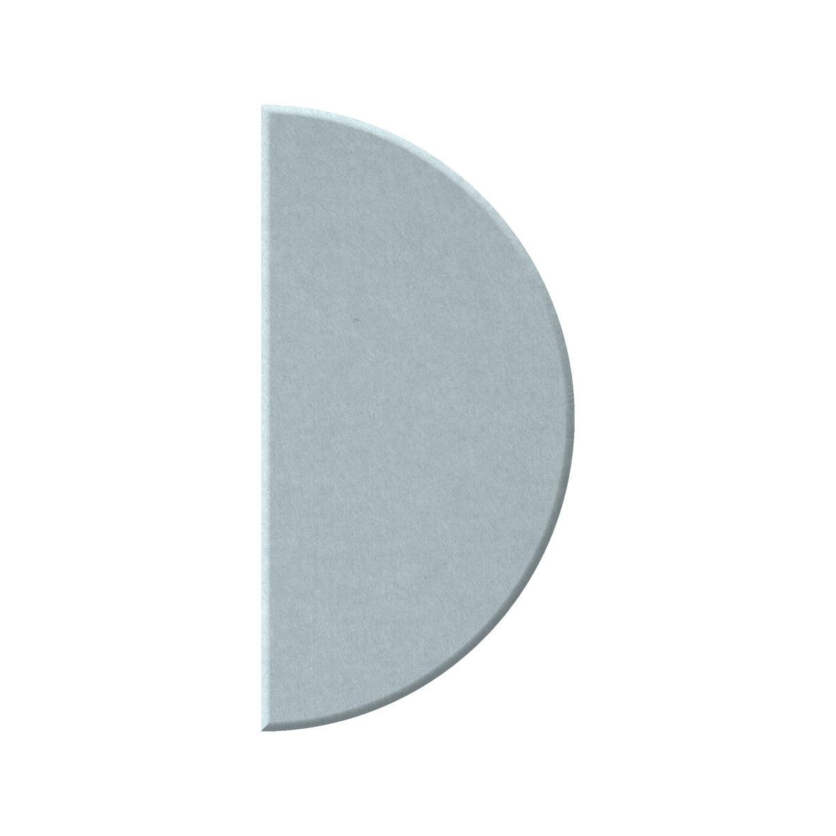 A semi-circular, half-moon shaped piece of textured gray material, likely stone, concrete, or metal, shown on a solid white background.