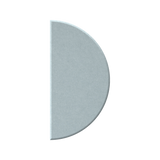 A semi-circular, half-moon shaped piece of textured gray material, likely stone, concrete, or metal, shown on a solid white background.