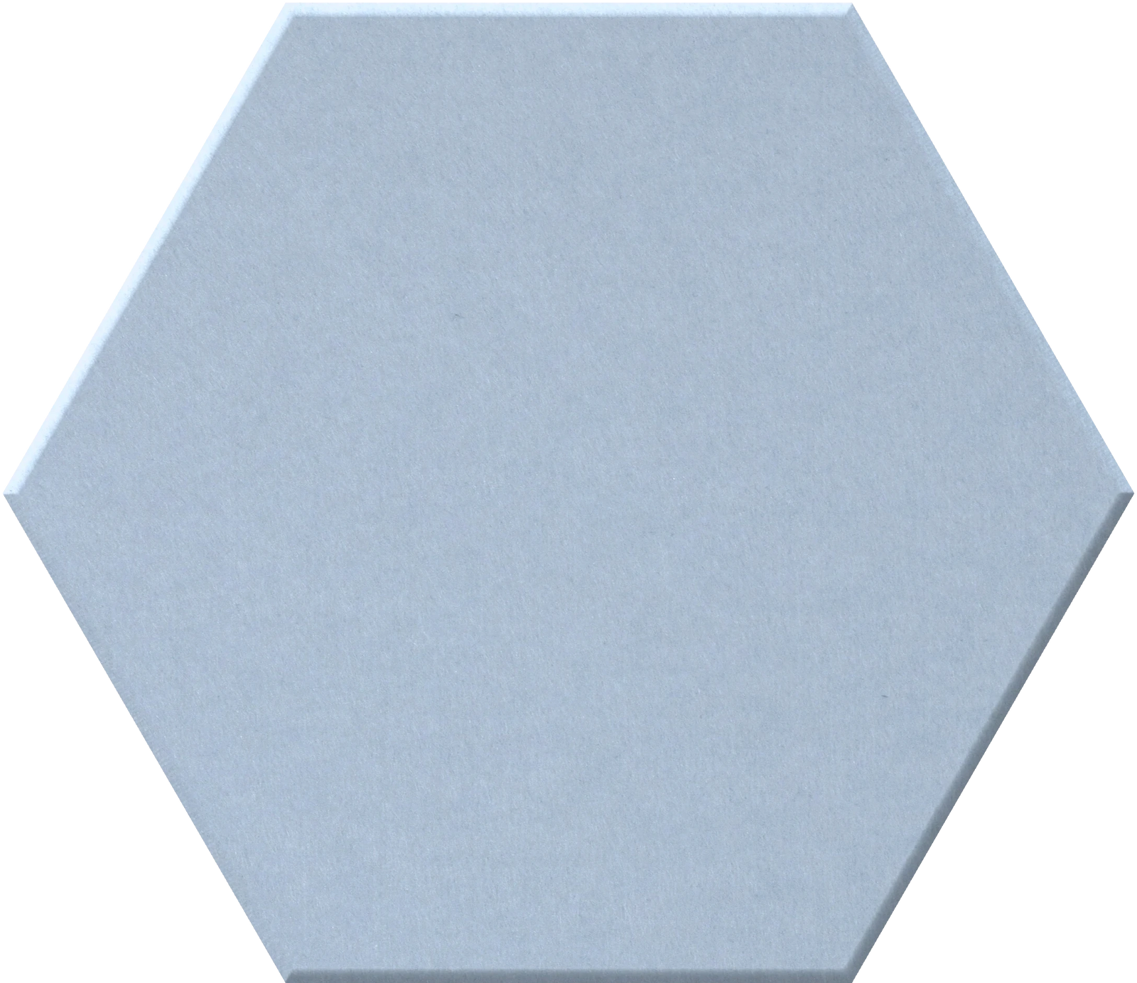 A single hexagonal tile with a light blue-gray textured surface, shown against a plain white background.