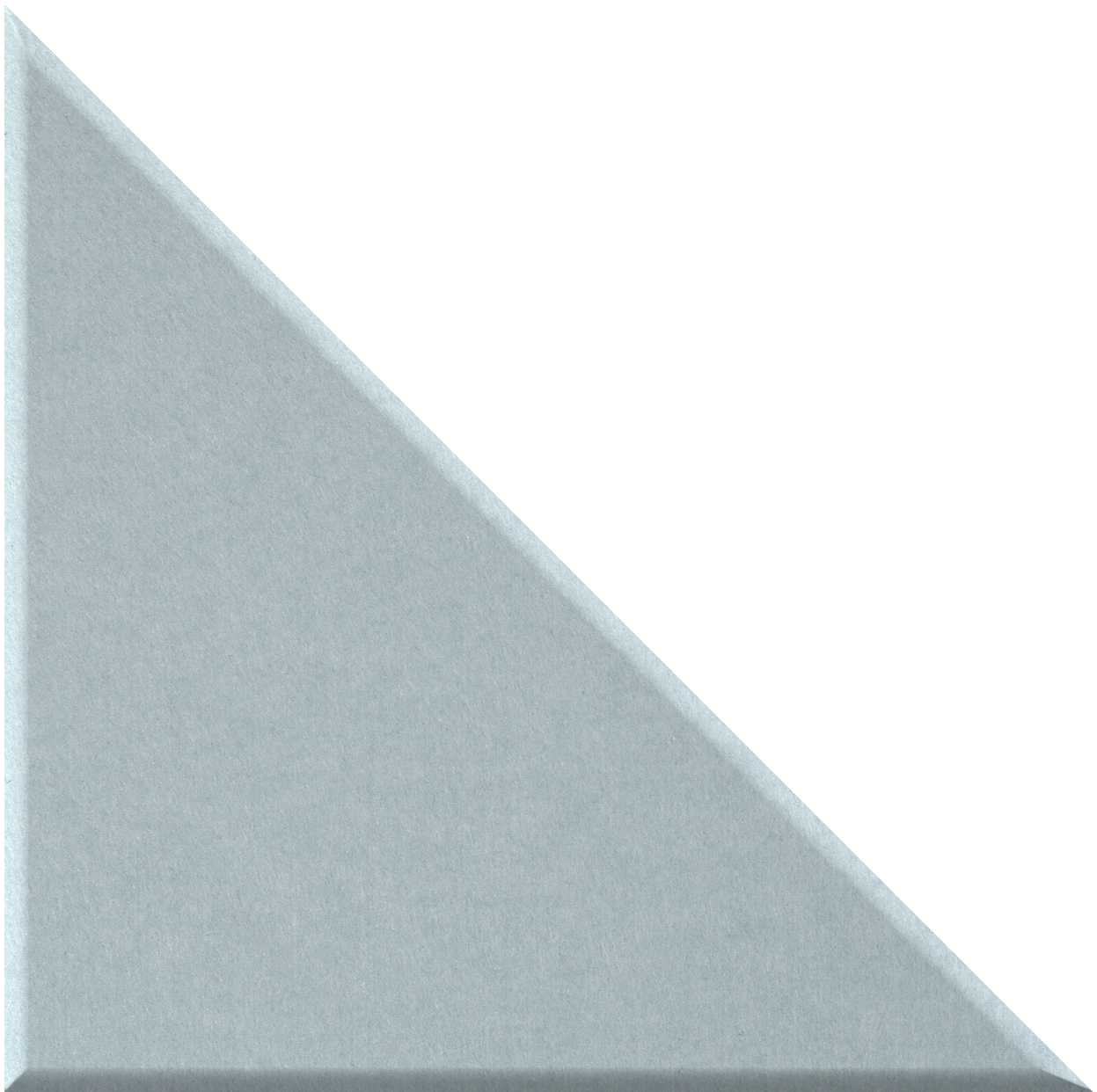 Light blue-gray right triangle tile with matte finish and beveled edges.