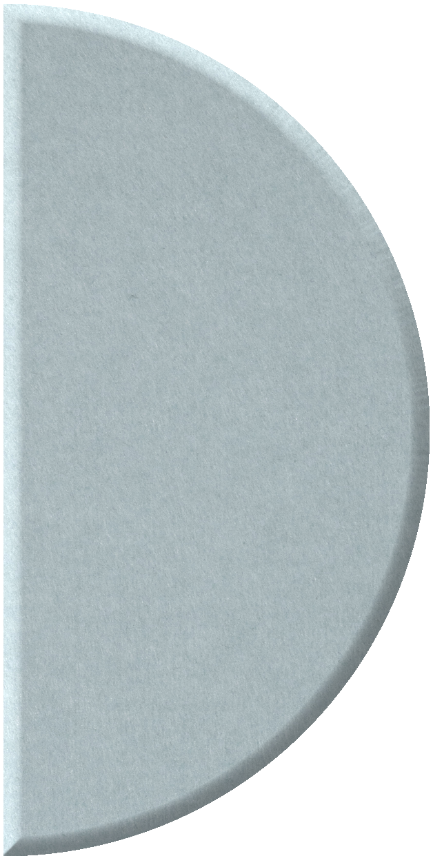 Light gray half-circle tile with curved edge and textured surface, shown from angled view.