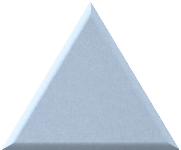 Light blue-gray triangular tile with three-dimensional beveled edges and matte finish.