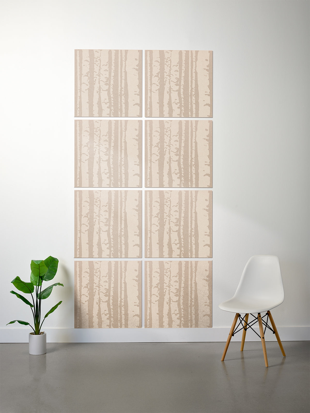 Aspen printed patterned tiles on white wall in cashmere