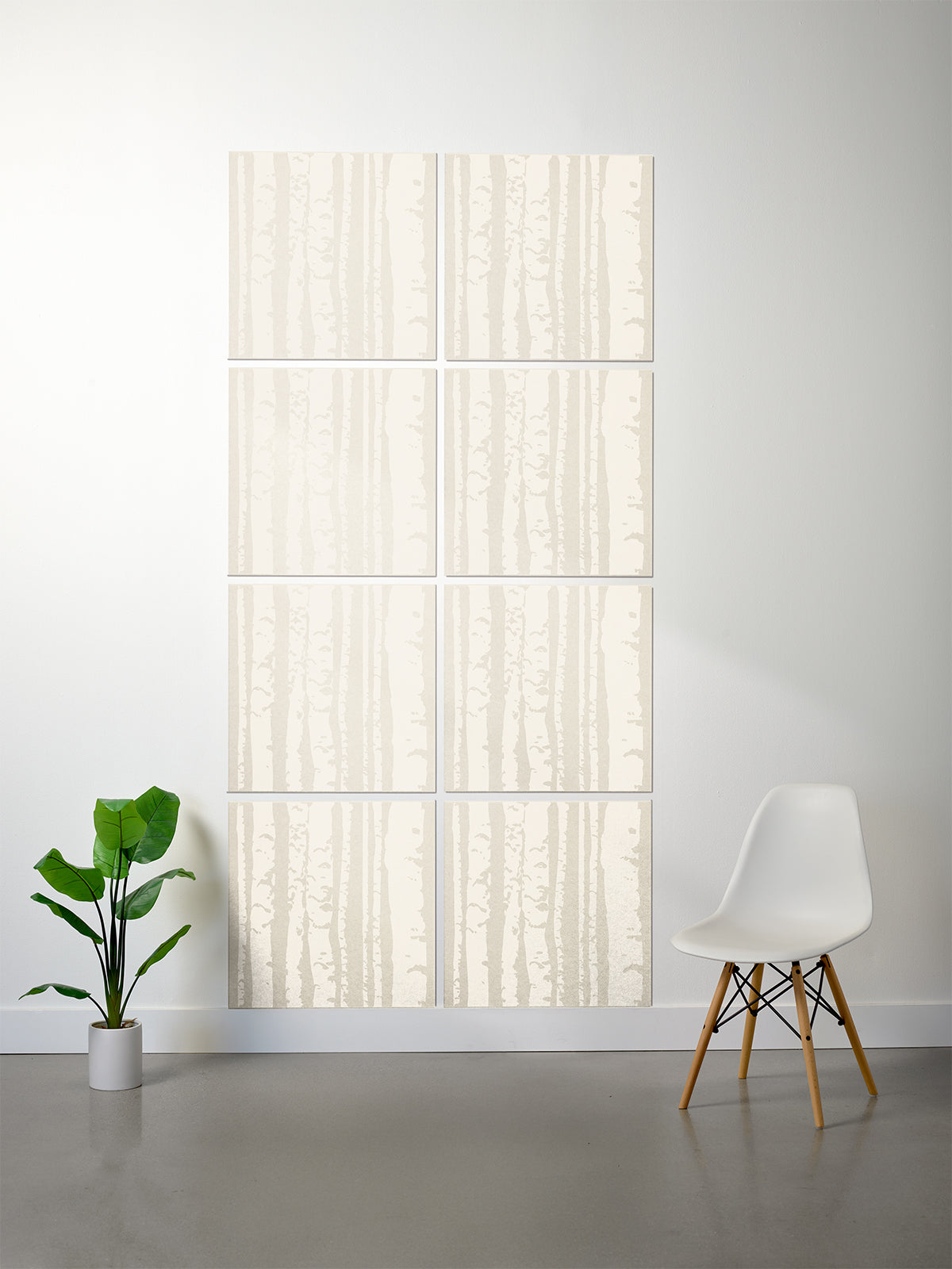 Aspen printed patterned tiles on white wall in Ivory