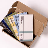Box of printed acoustic felt samples 