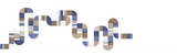 Geometric block pattern in blue, tan, and white forming abstract shapes and lines.