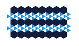 Navy hexagons and blue and white triangles in geometric repeating pattern.