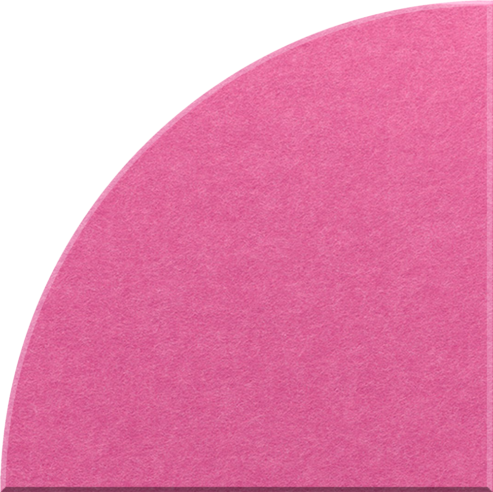 Hot Pink felt tile in a quarter circle shape
