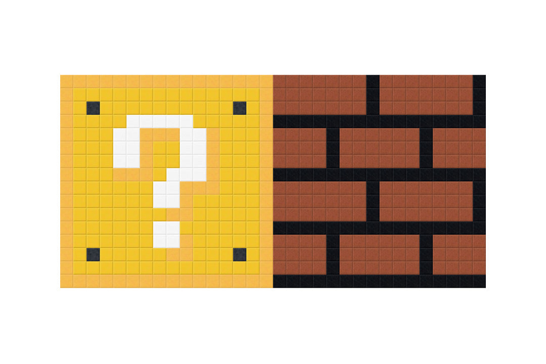 Multicolor question block Felt Right design made from sound-dampening acoustic felt panels