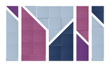 Pink, purple and light blue geometric felt tile design