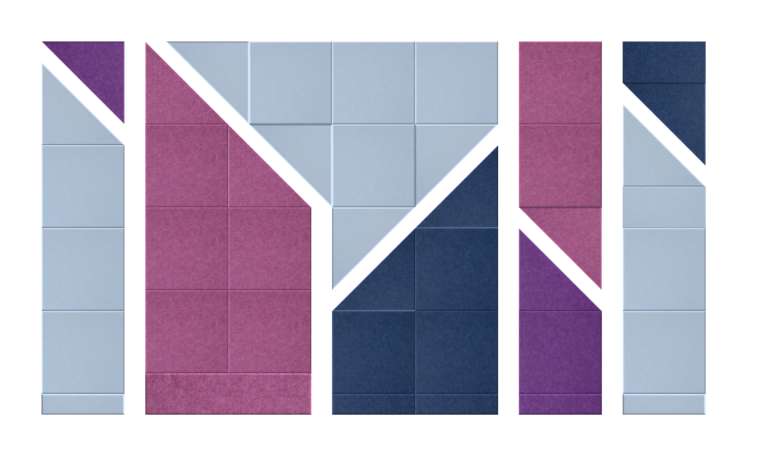 Pink, purple and light blue geometric felt tile design