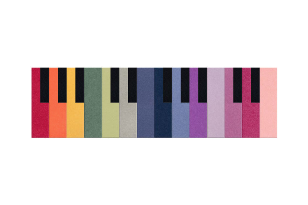 Rainbow Piano Keys Felt Right design made from sound-dampening acoustic felt panels