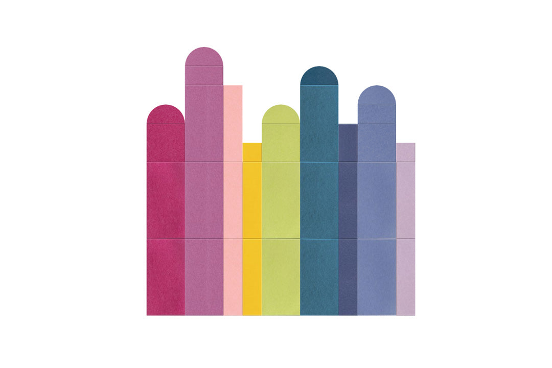 Multicolor rainbow pipe Felt Right design made from sound-dampening acoustic felt panels
