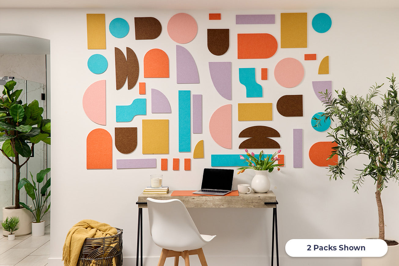 Colorful Felt Right Tiles Installed in Home Office