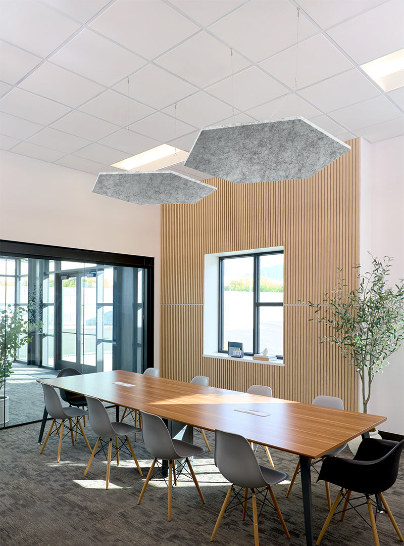 hexagon shaped textured gray acoustic felt hanging felt clouds