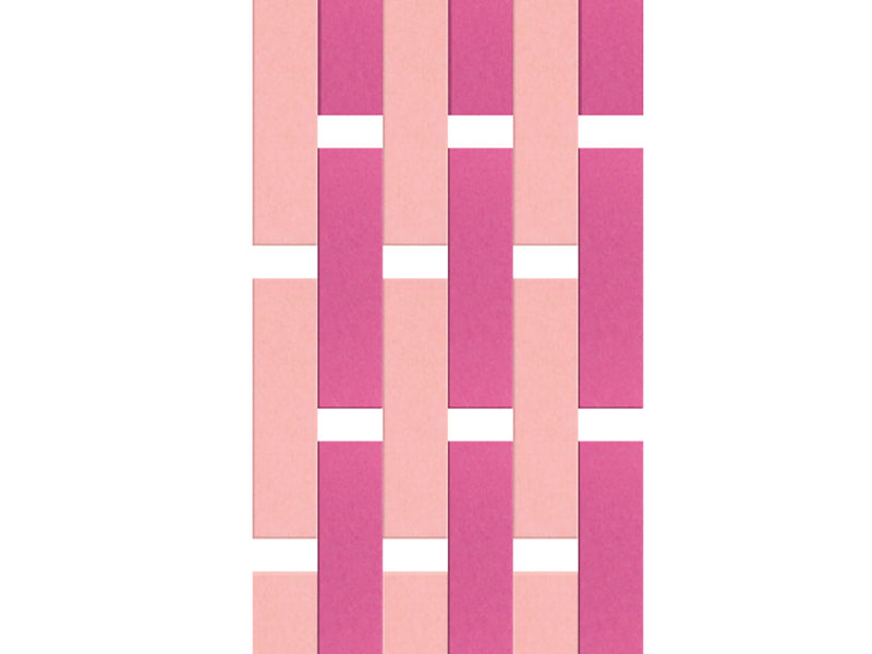 Woven pattern of pink and purple rectangles on a white background
